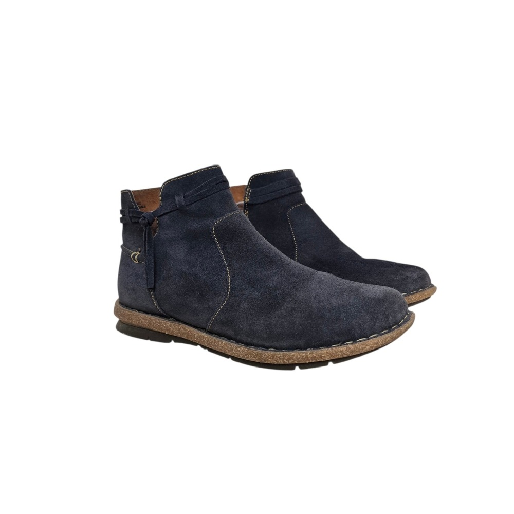 Born Kerri Navy Blue Suede Ankle Boots Womens 9.5 Opanka Booties BR0017434